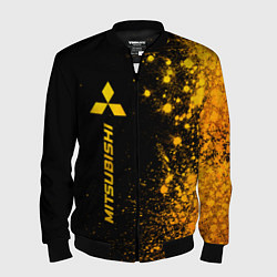 Бомбер мужской Mitsubishi - gold gradient: по-вертикали, цвет: 3D-черный