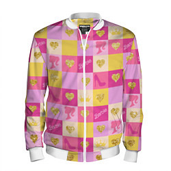 Мужской бомбер Барби: желтые и розовые квадраты паттерн