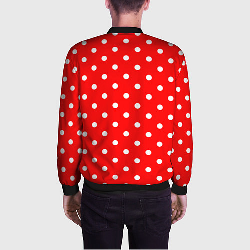 Мужской бомбер Белый горошек на красном / 3D-Черный – фото 4