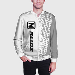 Бомбер мужской Zotye speed на светлом фоне со следами шин: по-вер, цвет: 3D-белый — фото 2