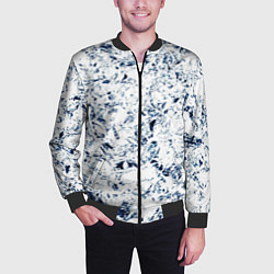 Бомбер мужской Паттерн ледяные вершины гор, цвет: 3D-черный — фото 2