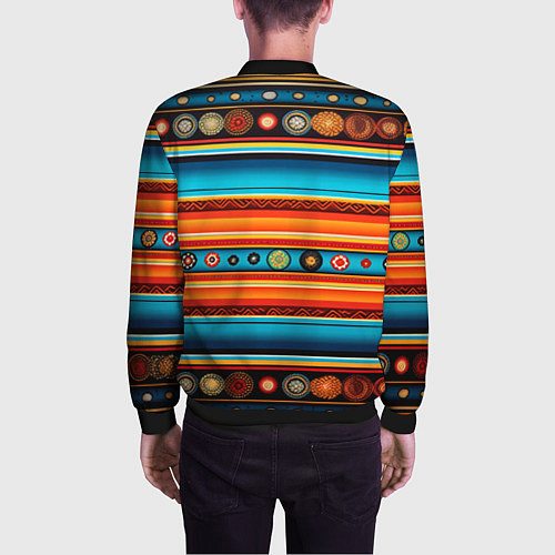Мужской бомбер Этнический узор в горизонтальную полоску / 3D-Черный – фото 4