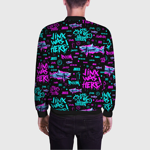 Мужской бомбер Jinx Arcane pattern neon / 3D-Черный – фото 4