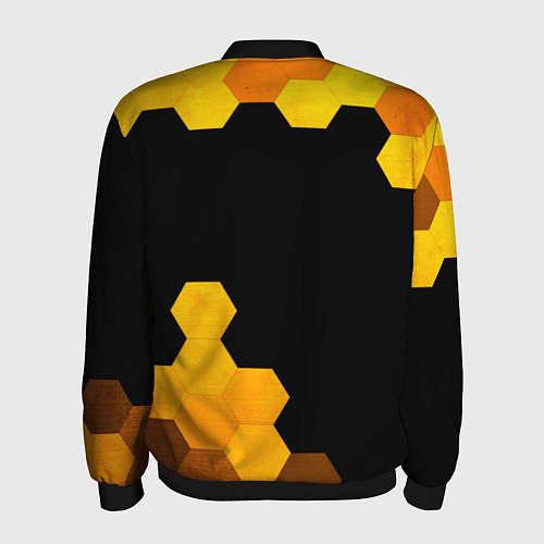 Мужской бомбер Among Us - gold gradient вертикально / 3D-Черный – фото 2
