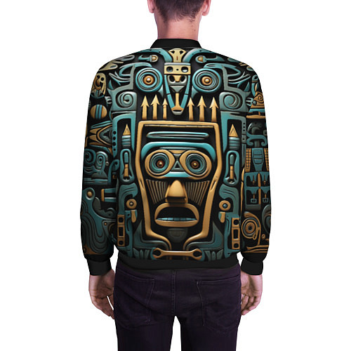 Мужской бомбер Орнамент с маской в египетском стиле / 3D-Черный – фото 4