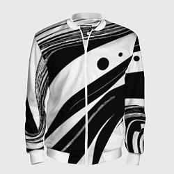 Бомбер мужской Abstract black and white composition, цвет: 3D-белый