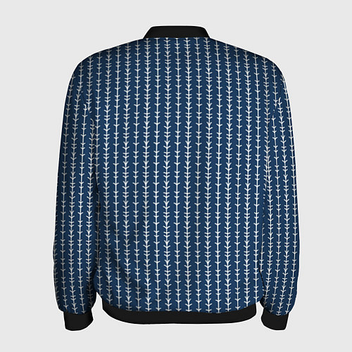 Мужской бомбер Тёмно-синий полосатый / 3D-Черный – фото 2