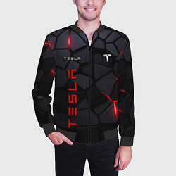 Бомбер мужской Tesla - плиты с эффектом свечения, цвет: 3D-черный — фото 2