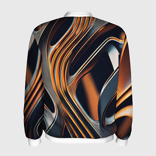 Мужской бомбер Слияние красок оранжевого и чёрного абстракция / 3D-Белый – фото 2