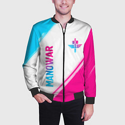 Бомбер мужской Manowar neon gradient style вертикально, цвет: 3D-черный — фото 2