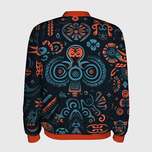 Мужской бомбер Абстрактный рисунок в славянском стиле / 3D-Красный – фото 2