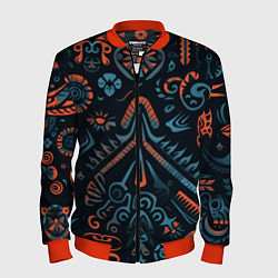 Бомбер мужской Абстрактный рисунок в славянском стиле, цвет: 3D-красный