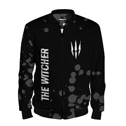 Бомбер мужской The Witcher glitch на темном фоне вертикально, цвет: 3D-черный
