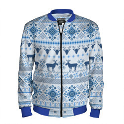 Мужской бомбер Blue sweater with reindeer