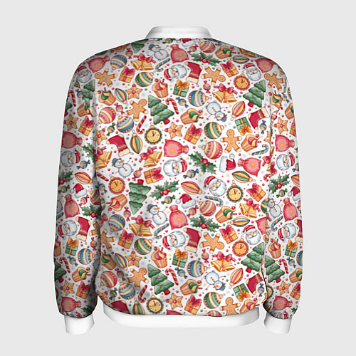 Мужской бомбер Новогодняя атрибутика / 3D-Белый – фото 2