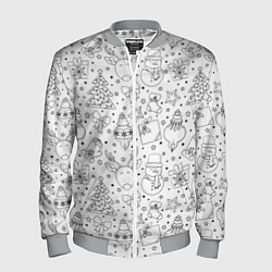 Бомбер мужской Черно-белый новогодний патерн, цвет: 3D-меланж