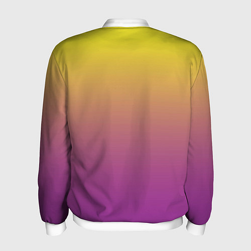 Мужской бомбер Желто-фиолетовый градиент / 3D-Белый – фото 2
