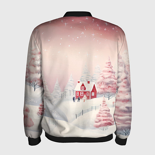 Мужской бомбер Снежное сияние ночи / 3D-Черный – фото 2