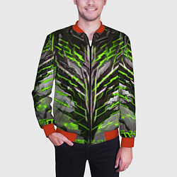 Бомбер мужской Киберпанк доспех зелёный, цвет: 3D-красный — фото 2