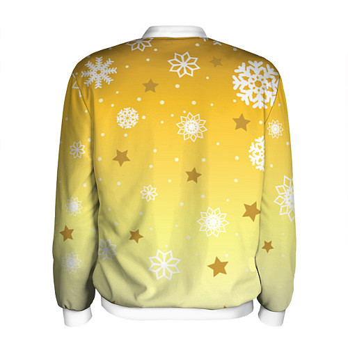 Мужской бомбер Снежинки и звезды на желтом / 3D-Белый – фото 2