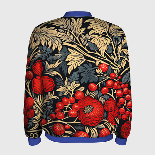 Мужской бомбер Новогодние ягодки и узоры / 3D-Синий – фото 2