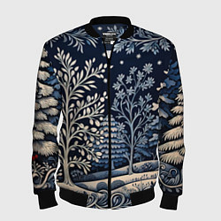 Бомбер мужской Ледяные узоры нового года, цвет: 3D-черный