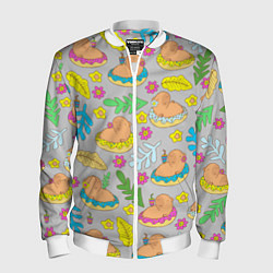 Бомбер мужской Семья капибар на отдыхе, цвет: 3D-белый
