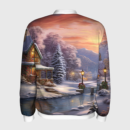 Мужской бомбер Зима в городе / 3D-Белый – фото 2