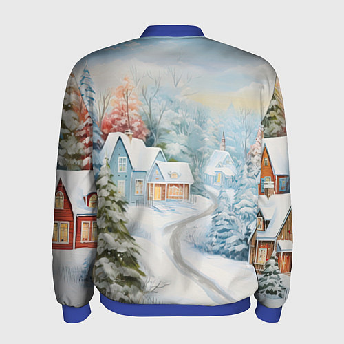 Мужской бомбер Морозная феерия ночи / 3D-Синий – фото 2