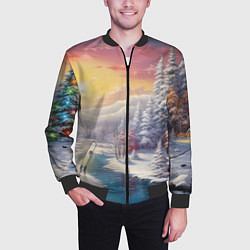 Бомбер мужской Сказочное сияние нового года, цвет: 3D-черный — фото 2