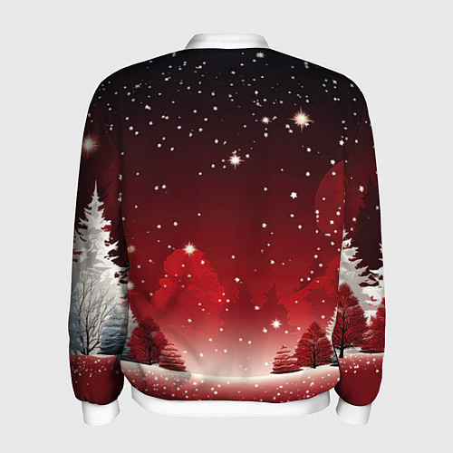 Мужской бомбер Зимний берег реки с деревьями и льдом / 3D-Белый – фото 2