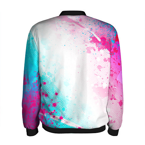 Мужской бомбер Green Day neon gradient style вертикально / 3D-Черный – фото 2