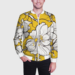 Бомбер мужской Японский паттерн цветов, цвет: 3D-белый — фото 2