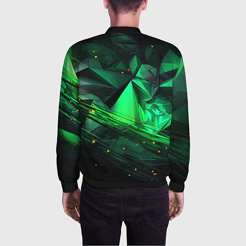 Мужской бомбер Абстрактный лабиринт зелени / 3D-Черный – фото 4