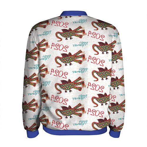 Мужской бомбер Паттерн с русским драконом / 3D-Синий – фото 2