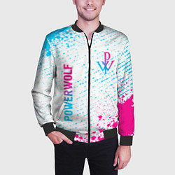 Бомбер мужской Powerwolf neon gradient style вертикально, цвет: 3D-черный — фото 2