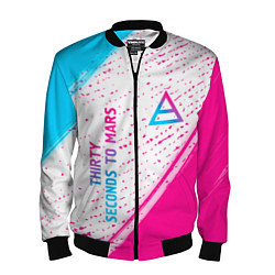 Бомбер мужской Thirty Seconds to Mars neon gradient style вертика, цвет: 3D-черный