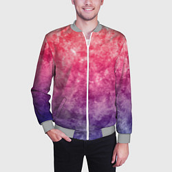 Бомбер мужской Абстракция - сине-красные облака, цвет: 3D-меланж — фото 2