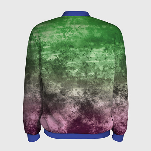 Мужской бомбер Абстракция - Фиолетово-зеленый бардак / 3D-Синий – фото 2