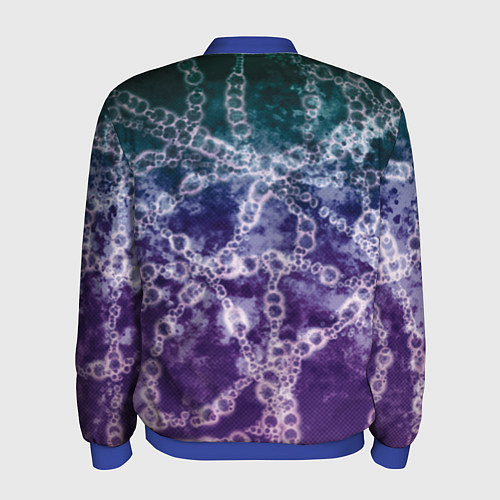 Мужской бомбер Абстракция - ДНК цепочка / 3D-Синий – фото 2