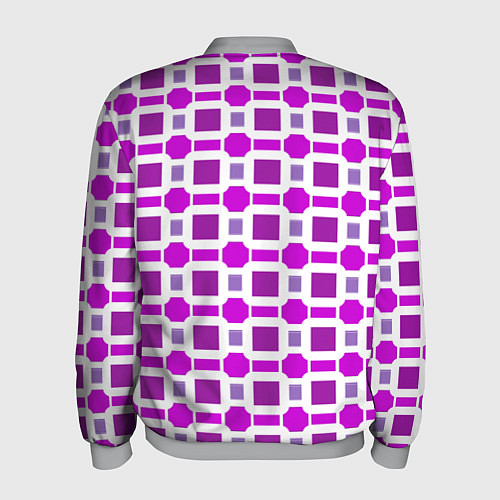Мужской бомбер Фиолетовые кирпичики и белые полосы / 3D-Меланж – фото 2