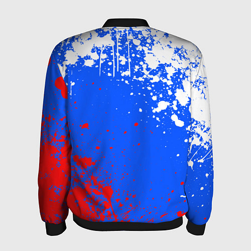Мужской бомбер Флаг России - брызги / 3D-Черный – фото 2