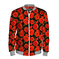 Бомбер мужской Полевые цветы маки, цвет: 3D-меланж