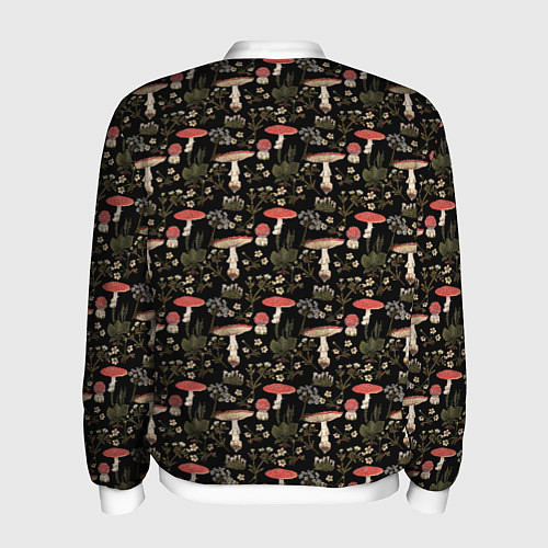 Мужской бомбер Goblincore - мухоморы / 3D-Белый – фото 2