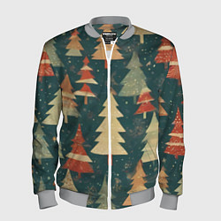 Бомбер мужской Елки новый год, цвет: 3D-меланж