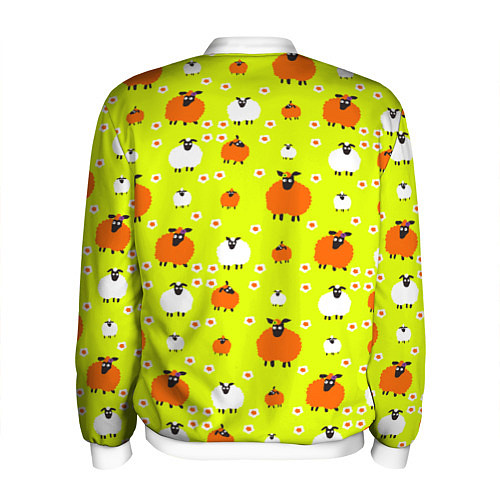 Мужской бомбер Стадо овец в поле / 3D-Белый – фото 2