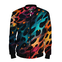 Бомбер мужской Разноцветный леопардовый паттерн, цвет: 3D-черный