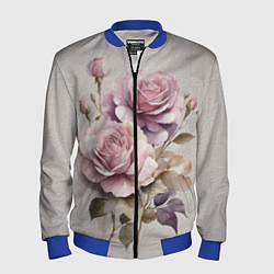 Мужской бомбер Нежные розовые розы на стене