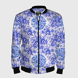 Бомбер мужской Новогодняя гжель роспись, цвет: 3D-черный