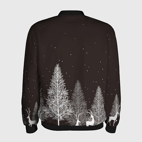 Мужской бомбер Олени в лесу / 3D-Черный – фото 2